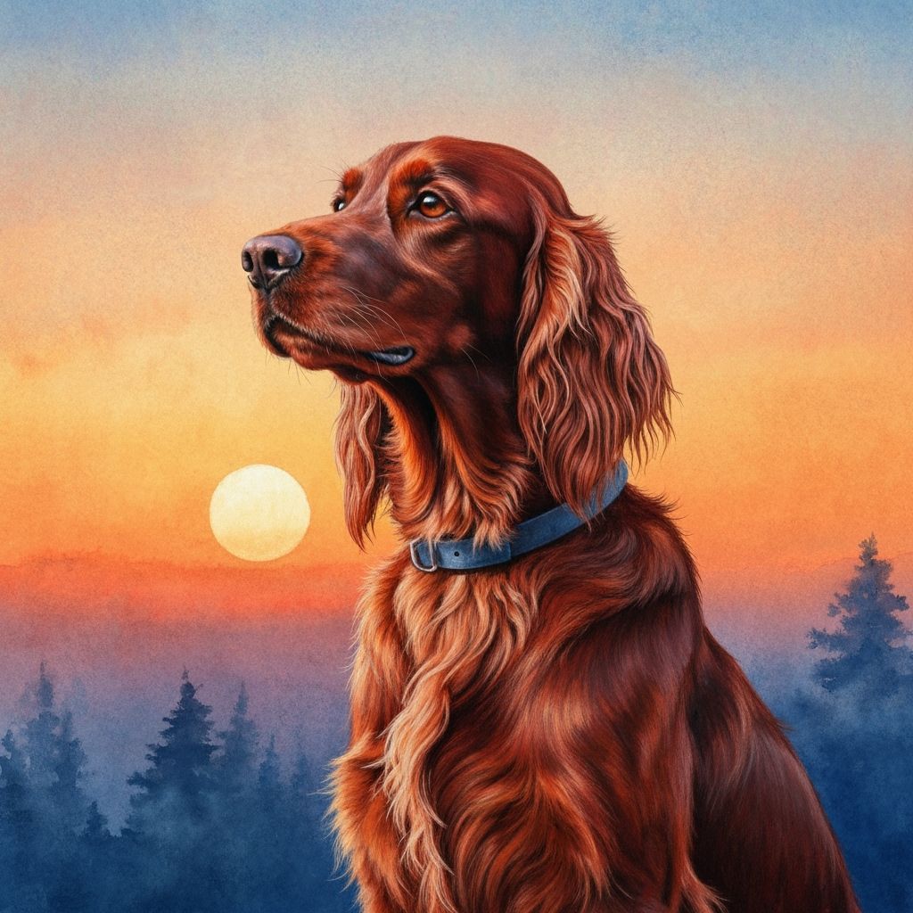 A red setter in the sunset