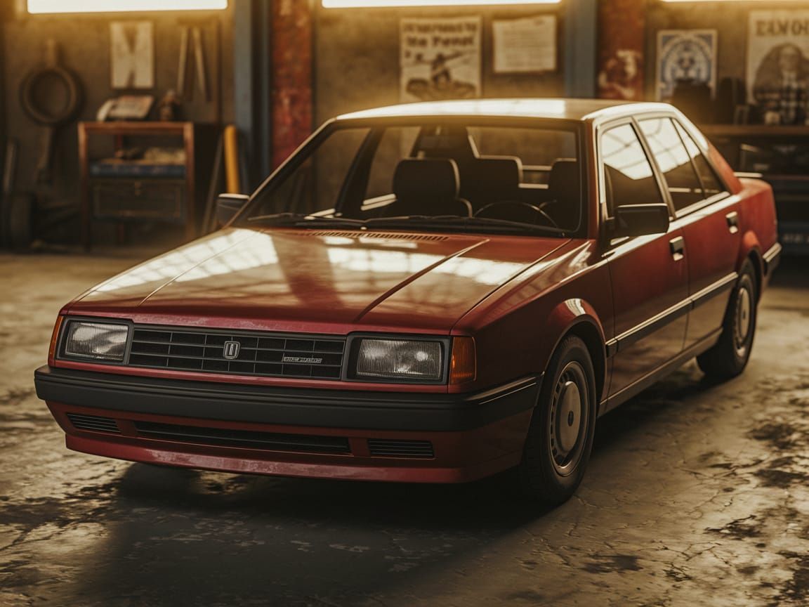 Vintage German Family Sedan in Golden Light