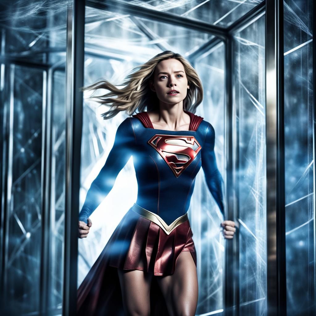 Supergirl Trapped: Hyperrealistic Prism Escape
