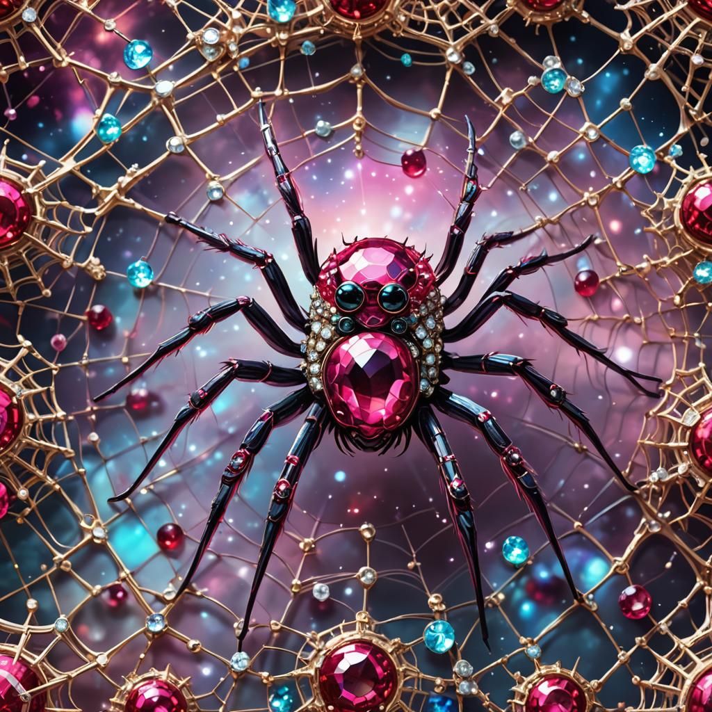 Ruby Diamond Spider with Googly Eyes