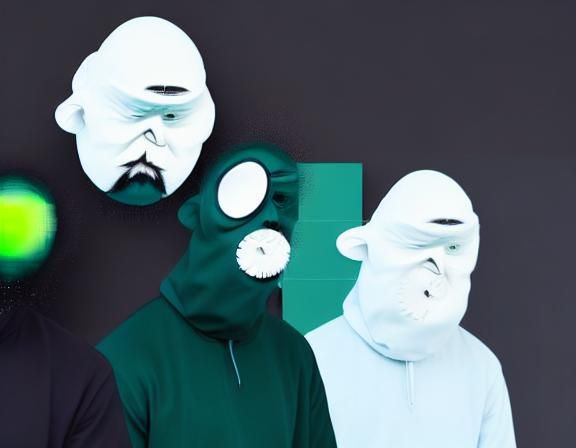 Distorted Figure with Bulbous Face in Greenish Hues