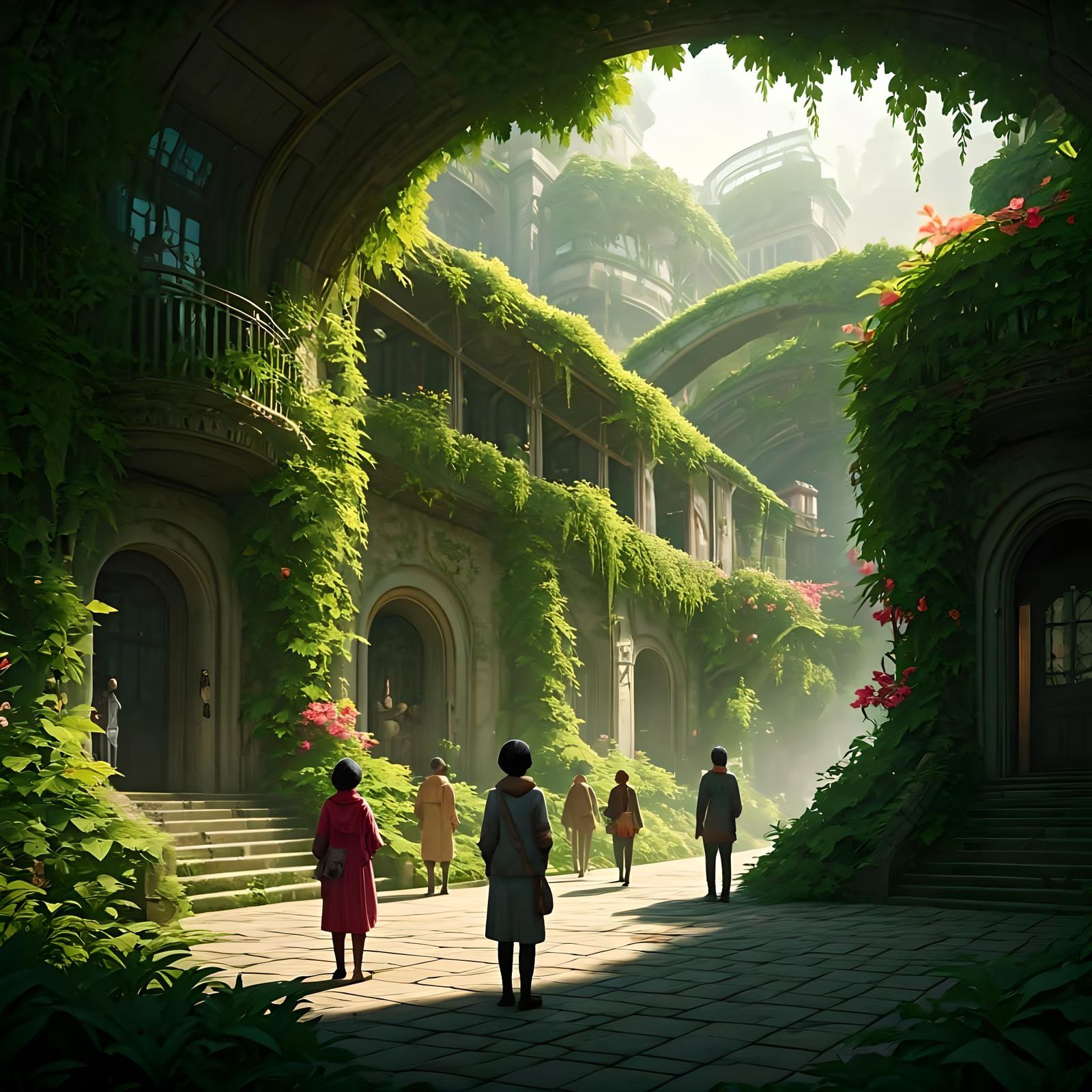 Utopian Community Achieves Harmony in Lush Greenery