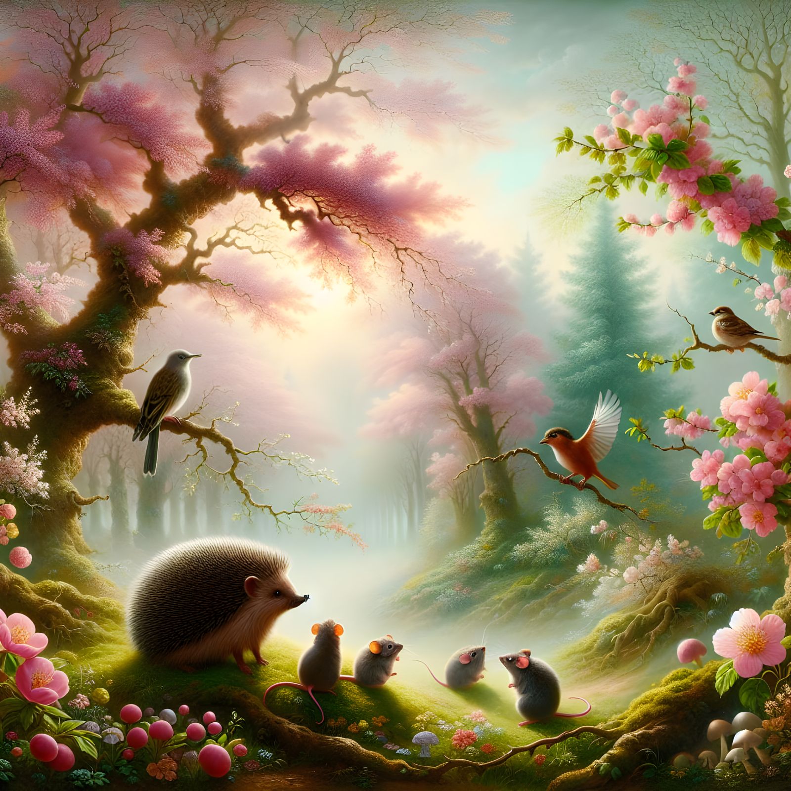 Forest Spring Celebration in Romanticism Style