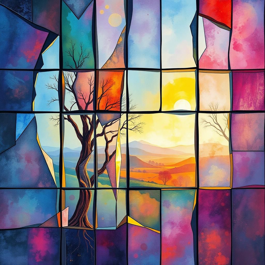 Watercolor Windows Reflecting Surreal Landscapes