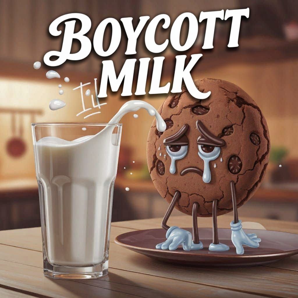 Boycott Milk in 3D Milk Font
