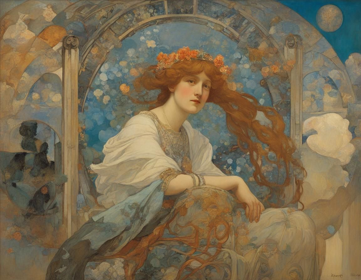 Masterpiece Painting in Art Nouveau Style