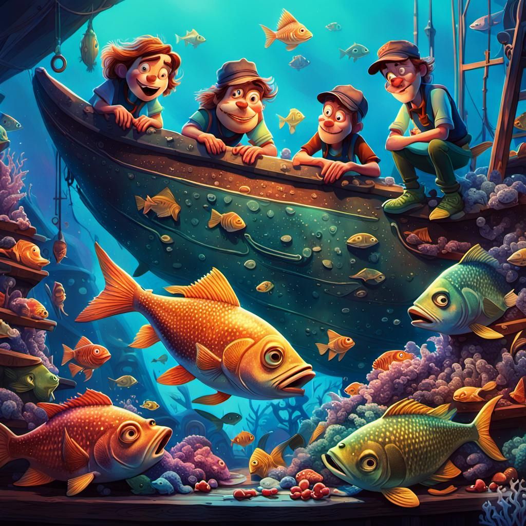 Glowing Fish Discovery in Disney Pixar Style