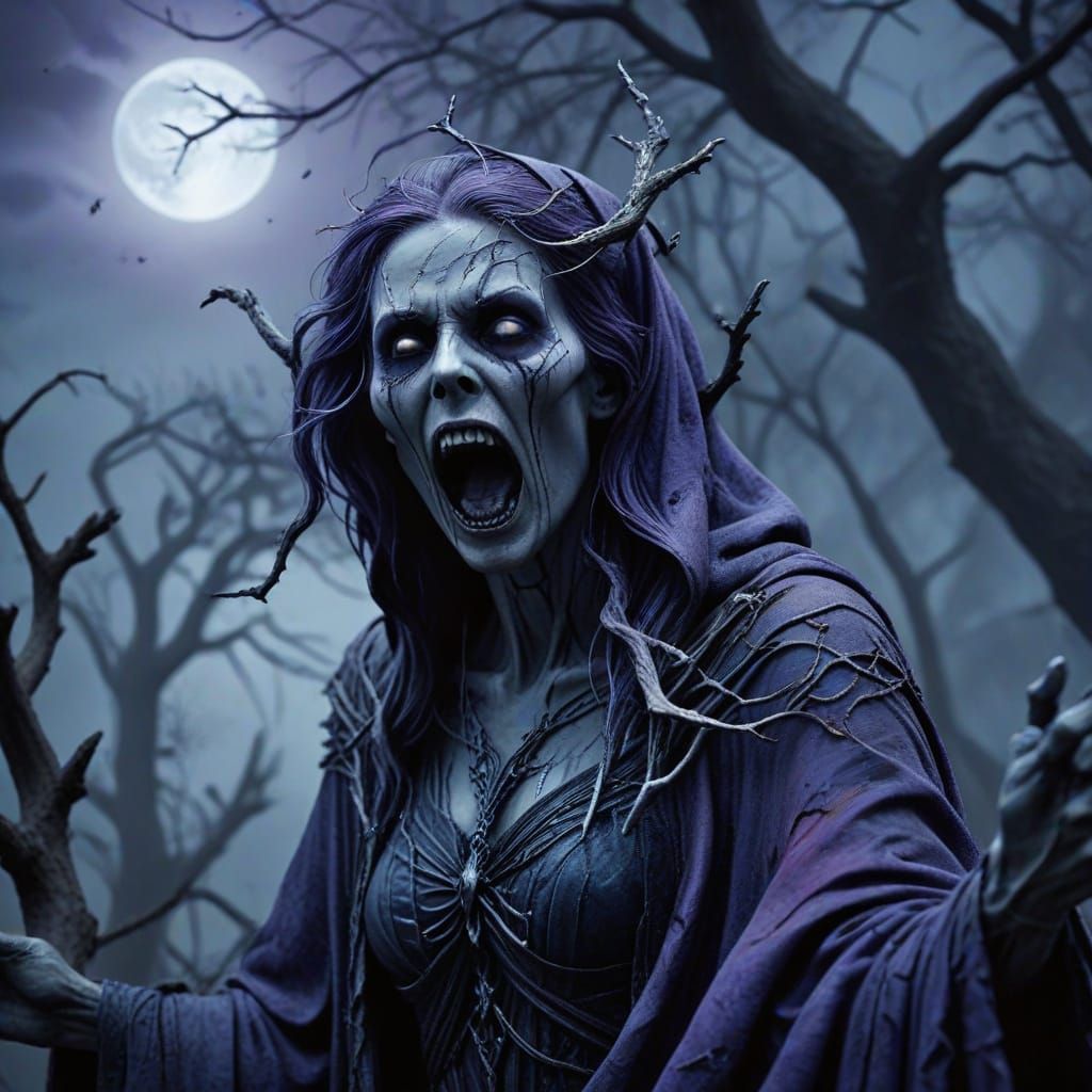 Macabre Banshee Portrait in Dark Fantasy Style