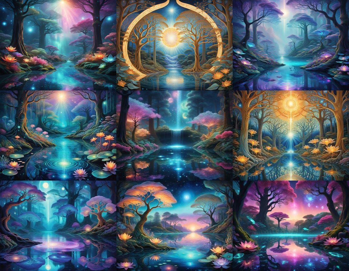 Surreal Forest Glade Illuminated by Ethereal Light