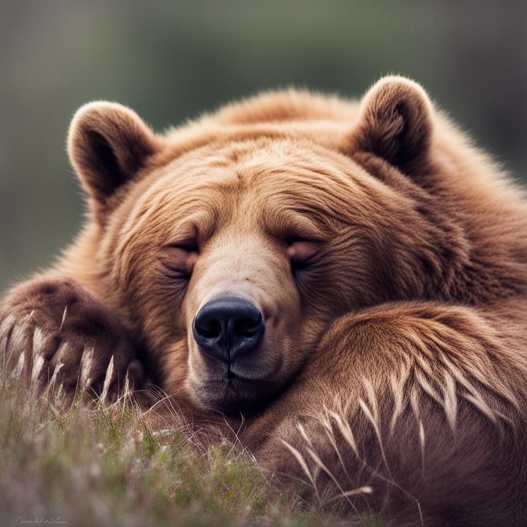 AI Generated Image of a Sleepy Bear