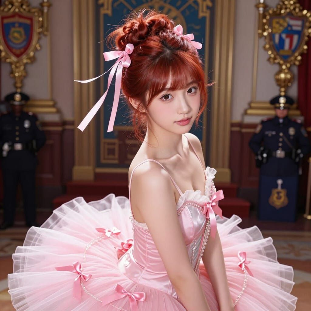 Japanese Ballerina in Pink Ribbons