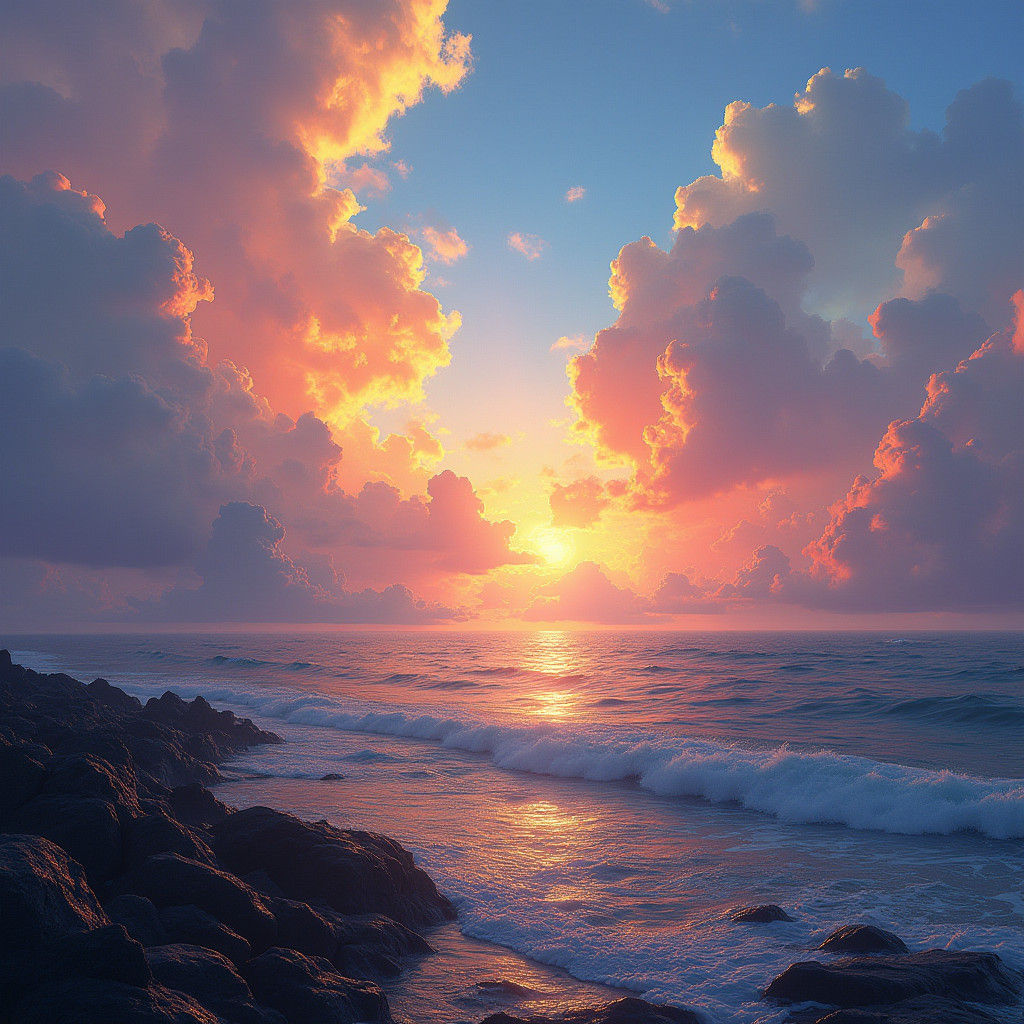 Dramatic Oceanic Scene at Dawn or Dusk