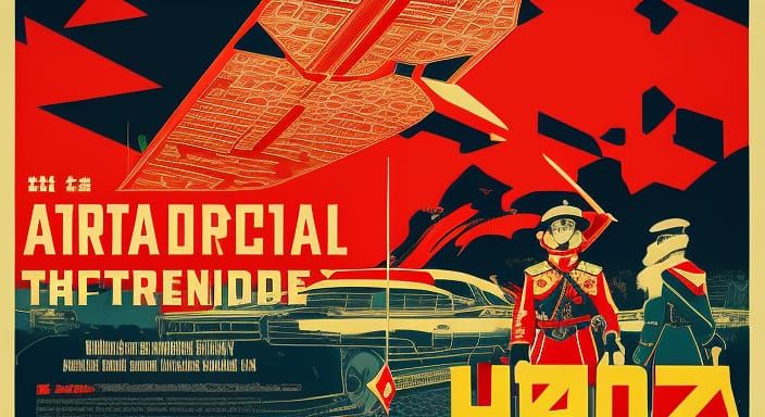 Anime Pop Art Propaganda Poster on Vintage Paper