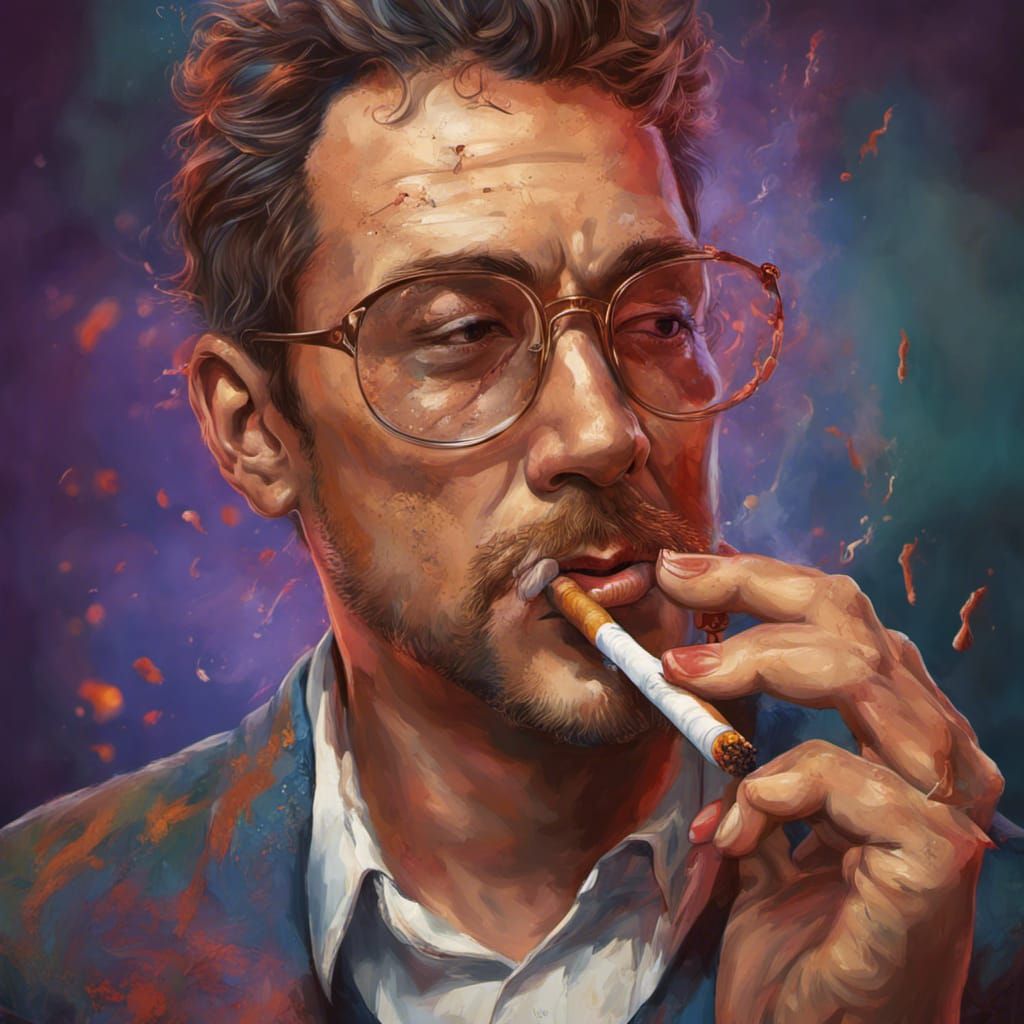 Hyperrealistic Mad Scientist with Cigarette