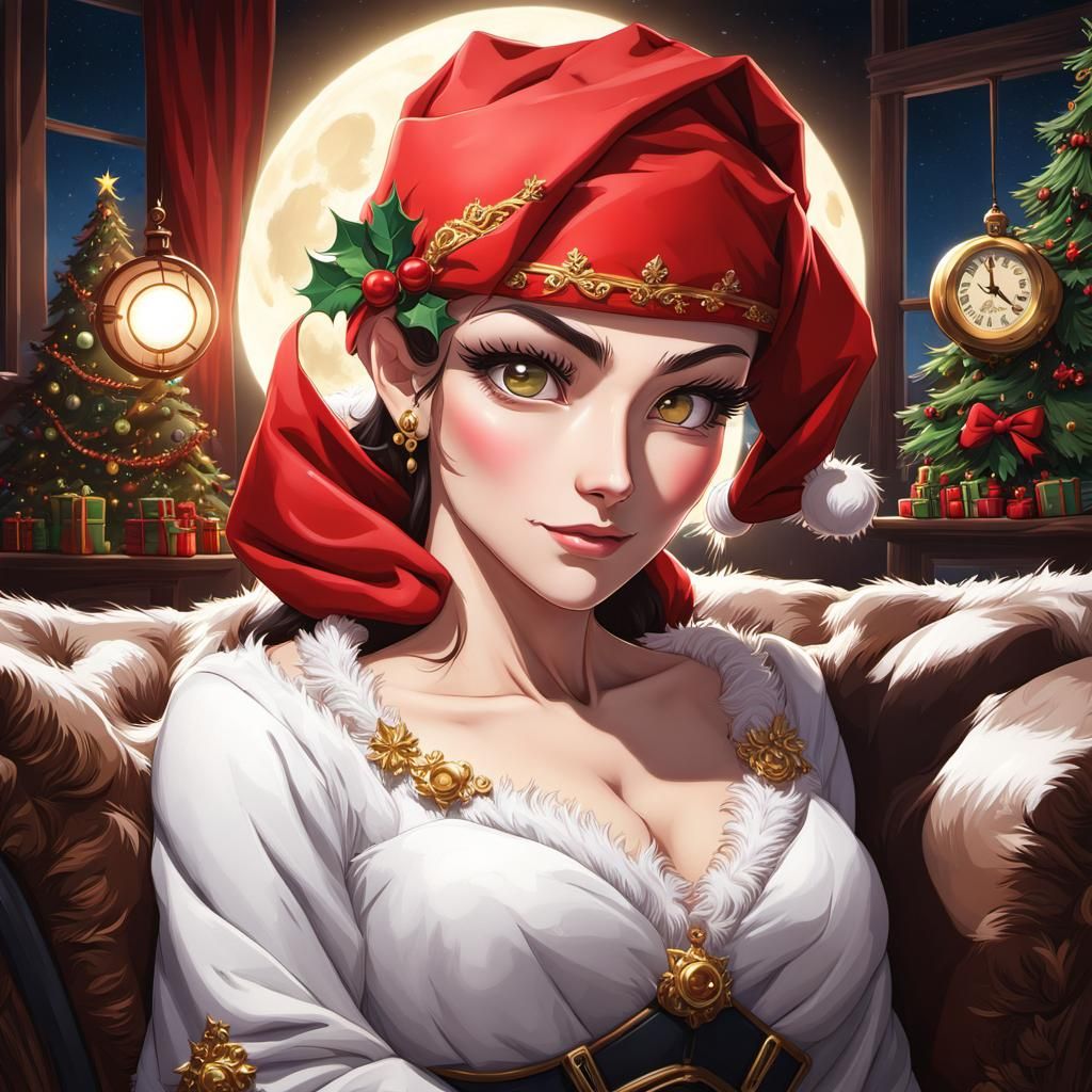 Anime Santa Claus Portrait in Manga Style