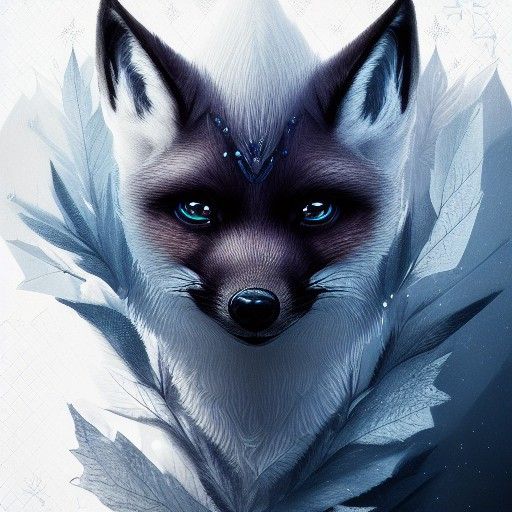 Arctic Fox with Roses, Digital Art Style