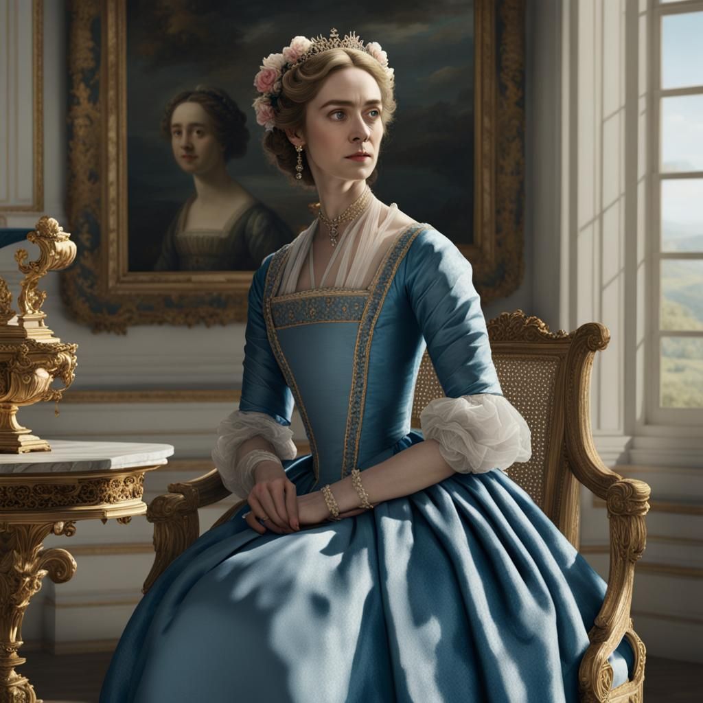 Elegant Rococo Portrait of a Woman in Blue