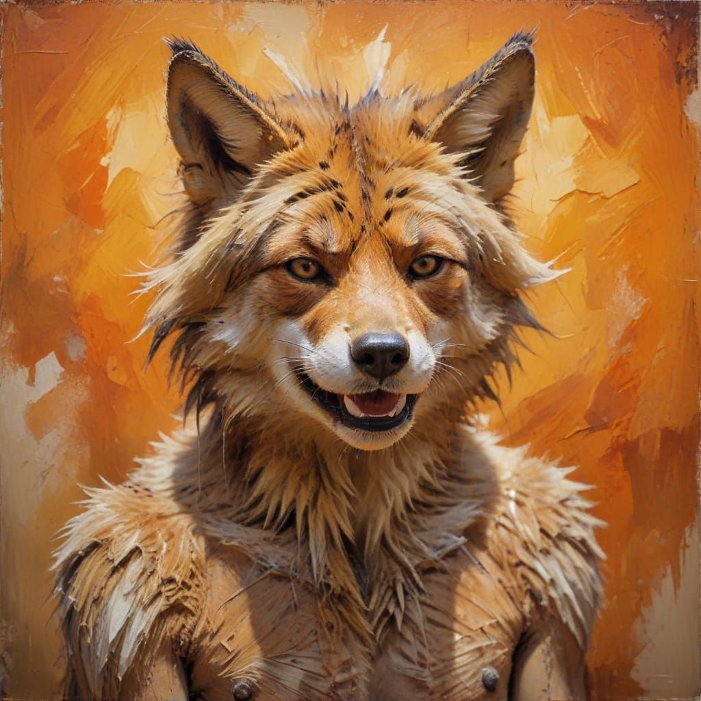 Distressed Portrait of a Handsome Coyote Man