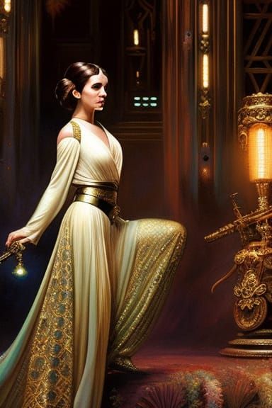 Princess Leia in the style of Gustave Moreau's Salome Dancing