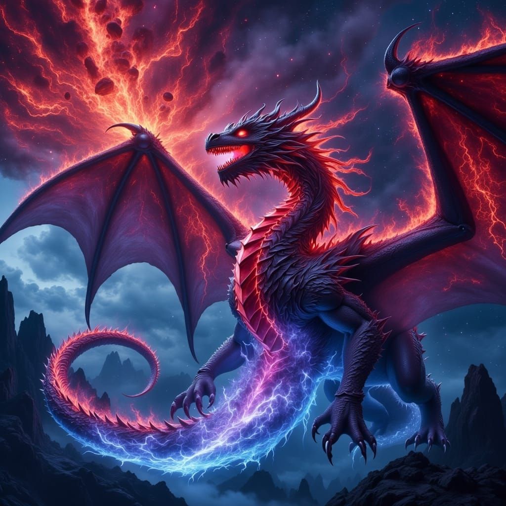 Cosmic Dragon Soaring Through Starry Void