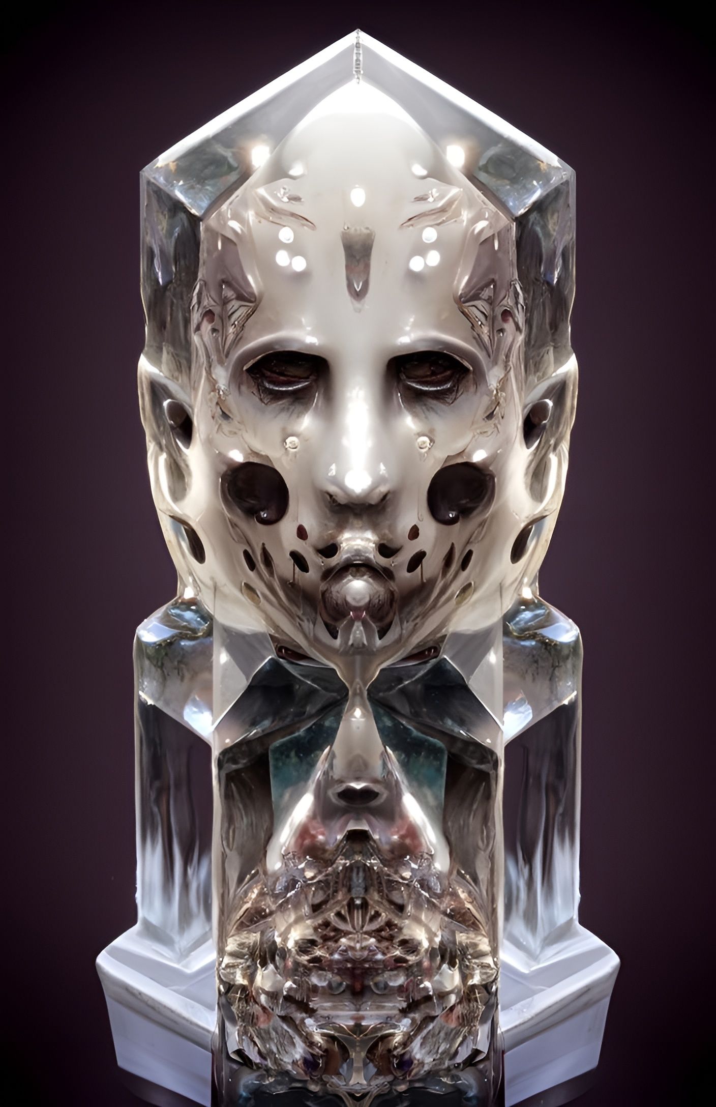Crystal Jason Voorhees Statuette in Art Nouveau Style