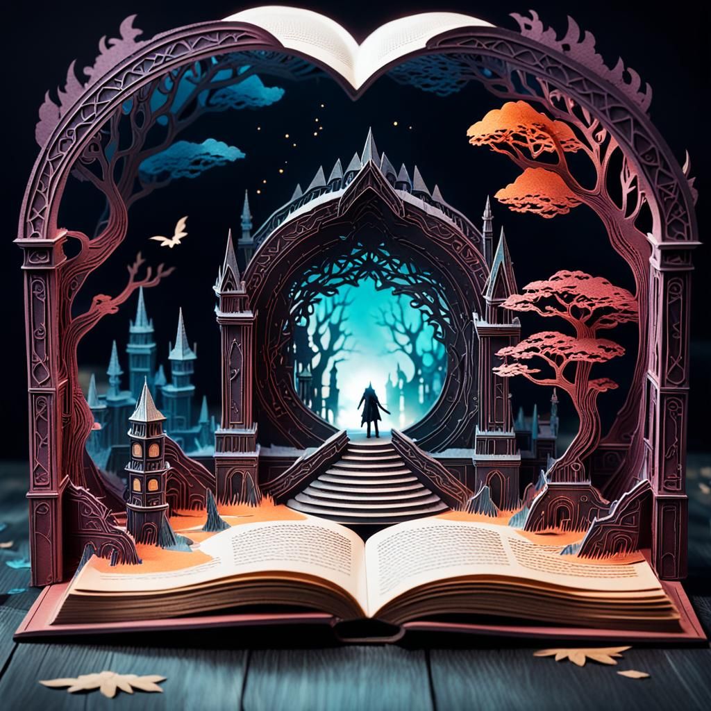 Fantasy Portal Kirigami Papercraft in Open Book