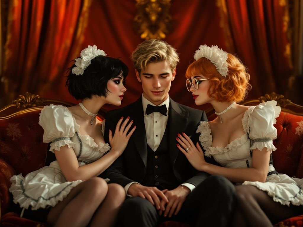 Elegant 19-Year-Old Friends Share Intimate Moment in Luxurio...