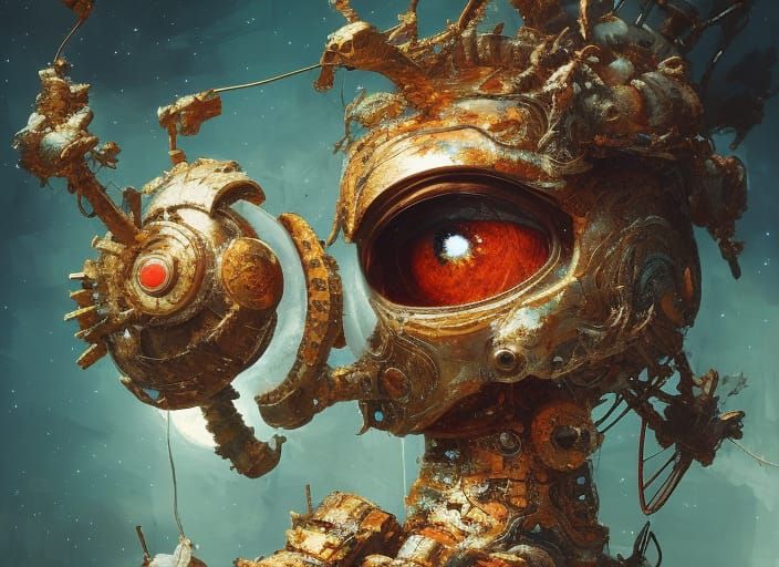 Gingerbread Spacestation with Robotic Eye Portrait