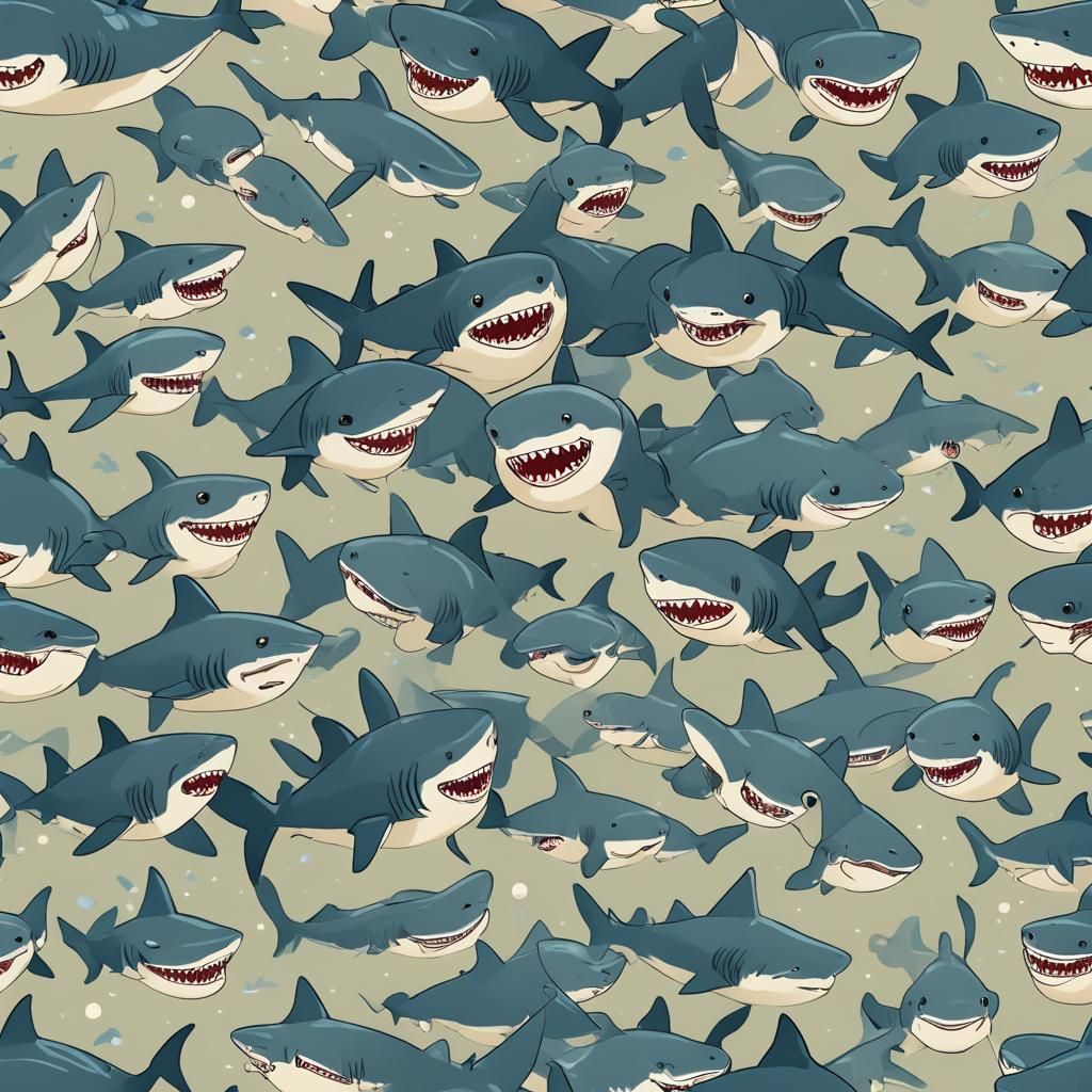 Cute Smiling Cartoon Shark Illustration