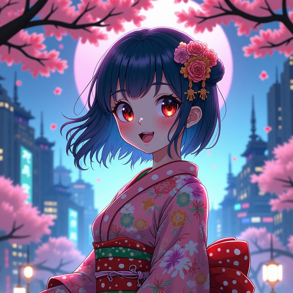 Anime Heroine in Tokyo: Manga-Inspired Cityscape