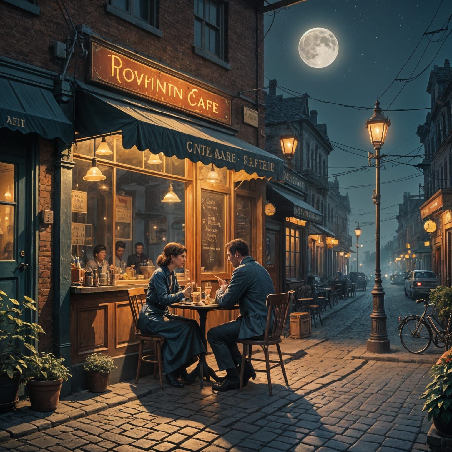 Romantic Night at Night Cafe in Epic Cinematic Style
