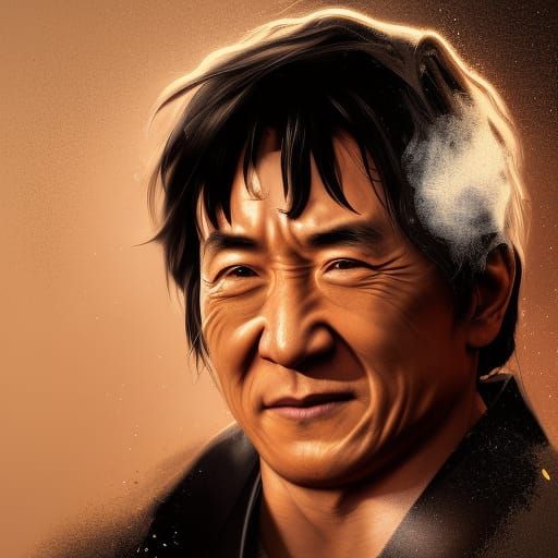 Jackie Chan Portrait in Hyperdetailed Art Style
