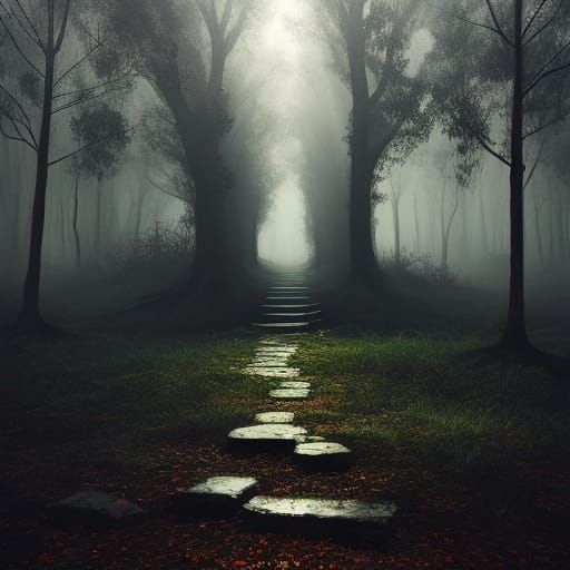 A Mysterious, Abandoned Landscape in a Dreamlike Atmosphere