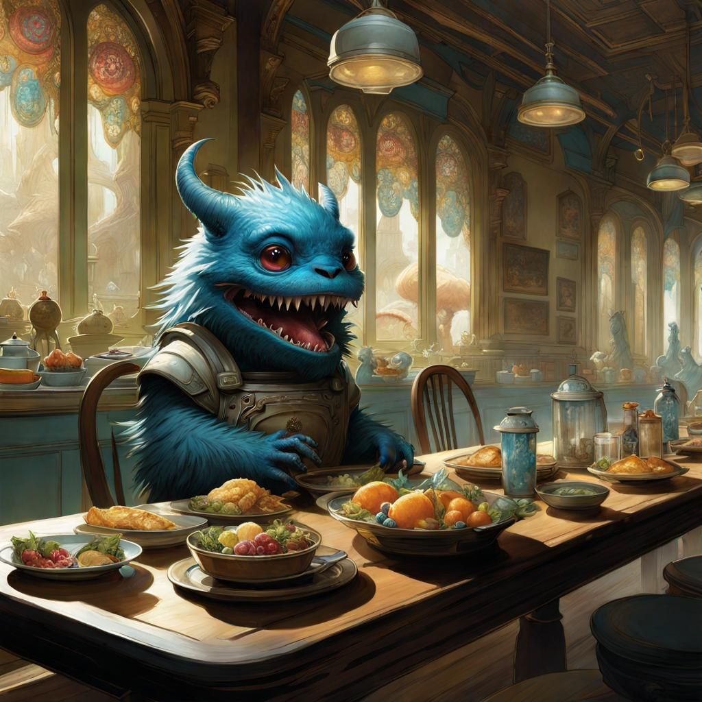 Lonely Baby Monster in Borderland Fantasycore Art