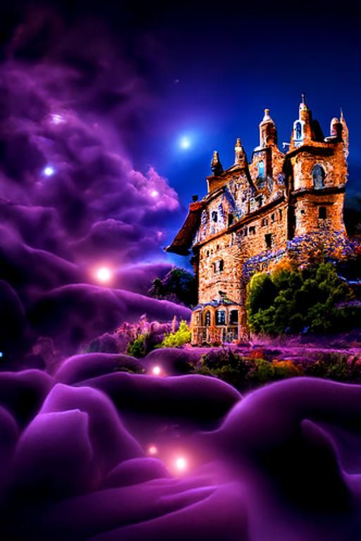 Mystical Castle Garden: Visionary Fantasy Landscape