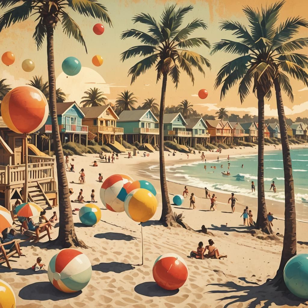 Vintage Seaside Resort Poster Art