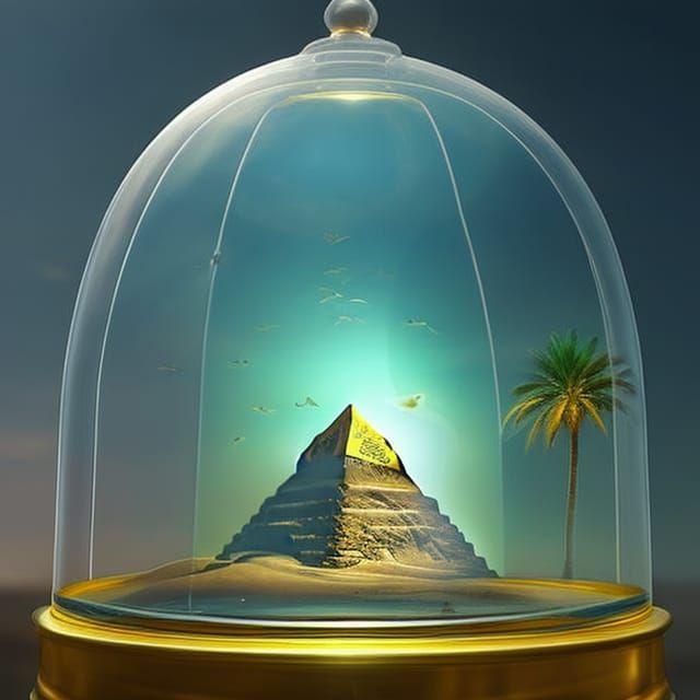 Giza Pyramids and Sphinx in Glass Cloche