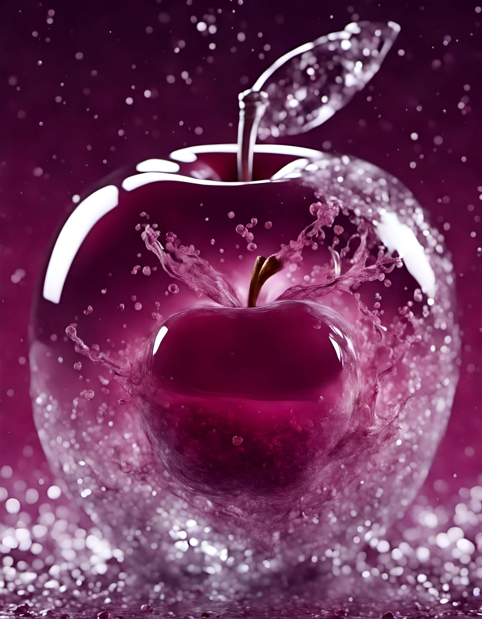 Amaranth and Silver Apple in Faience Style