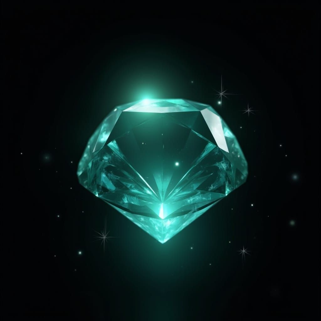 Radiant Teal Gem in Hyperrealistic Geometric Style