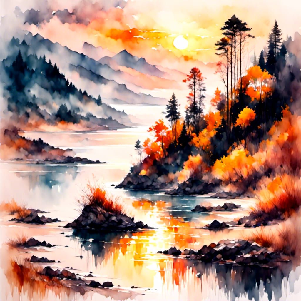 Luminous Seascape Oil Painting at Golden Hour