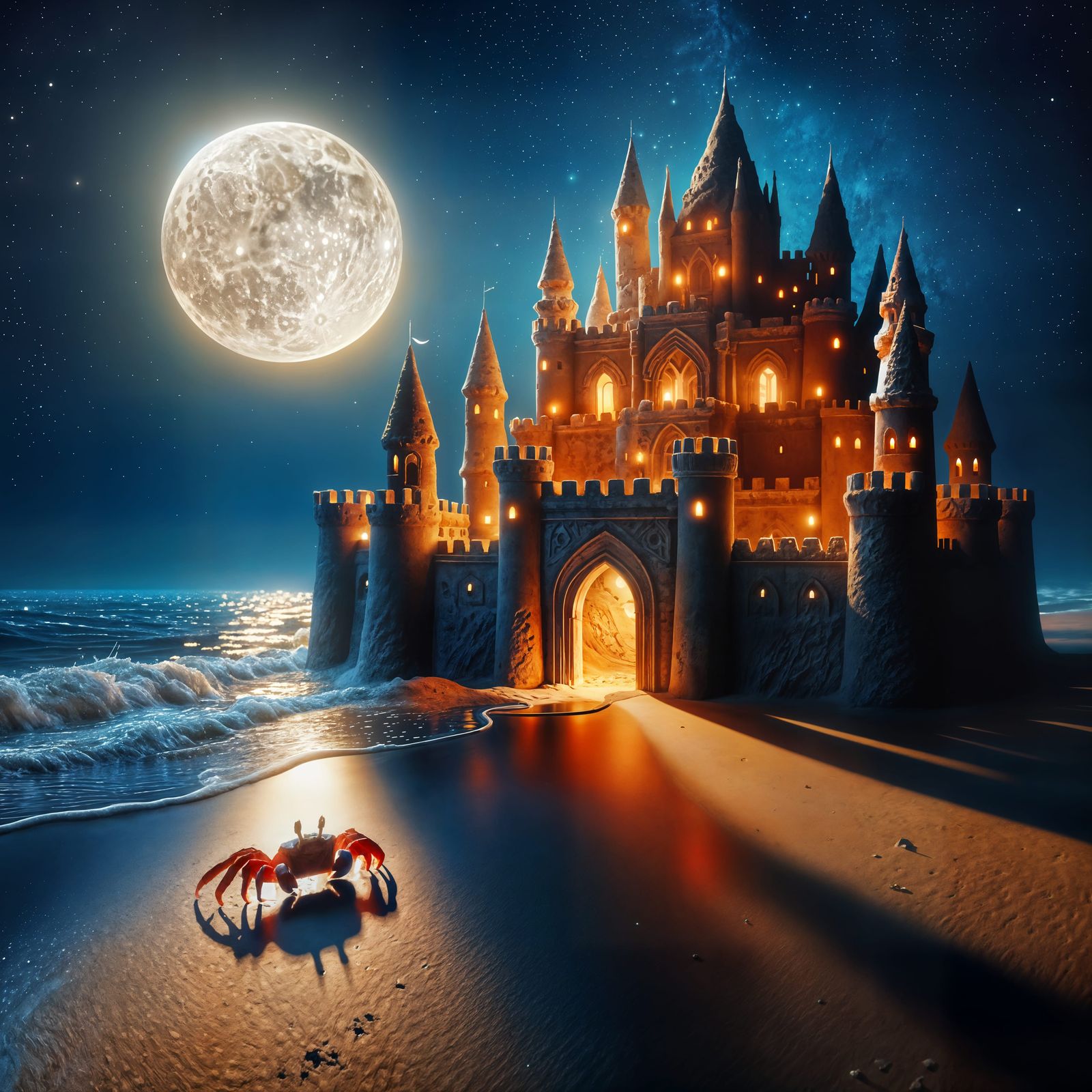 Magical Sandcastle at Night