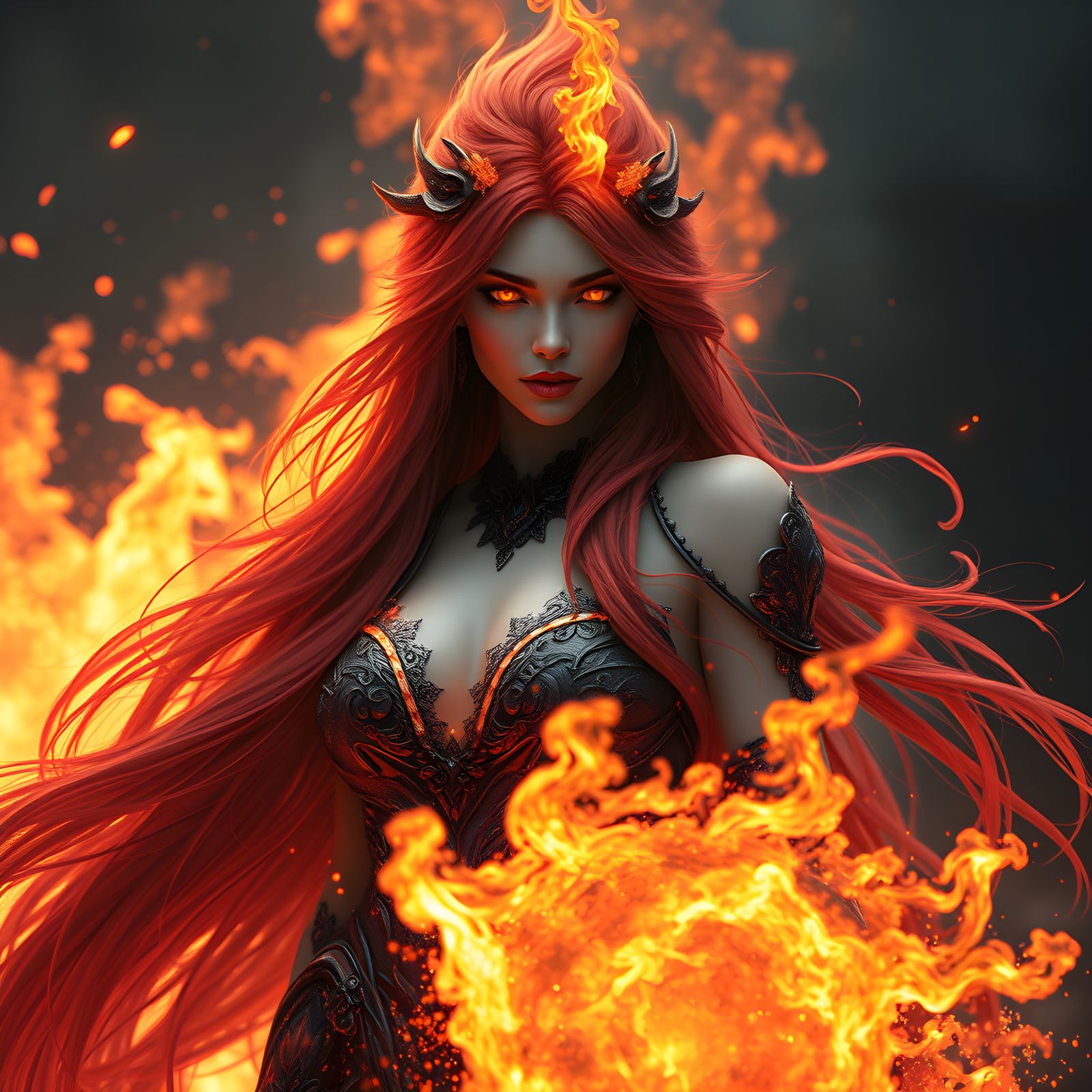 Beautiful Female Effriti in Dark Fantasy Style