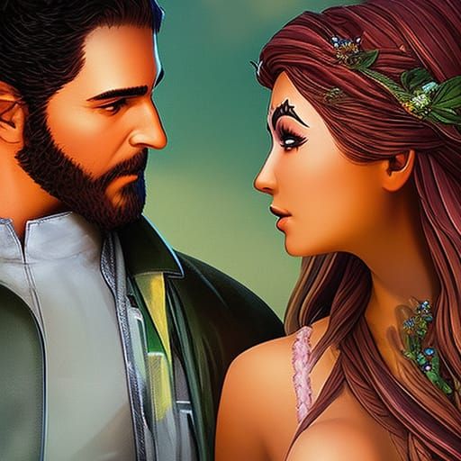 Eve Offers Adam the Apple: Hyperrealistic Splash Art