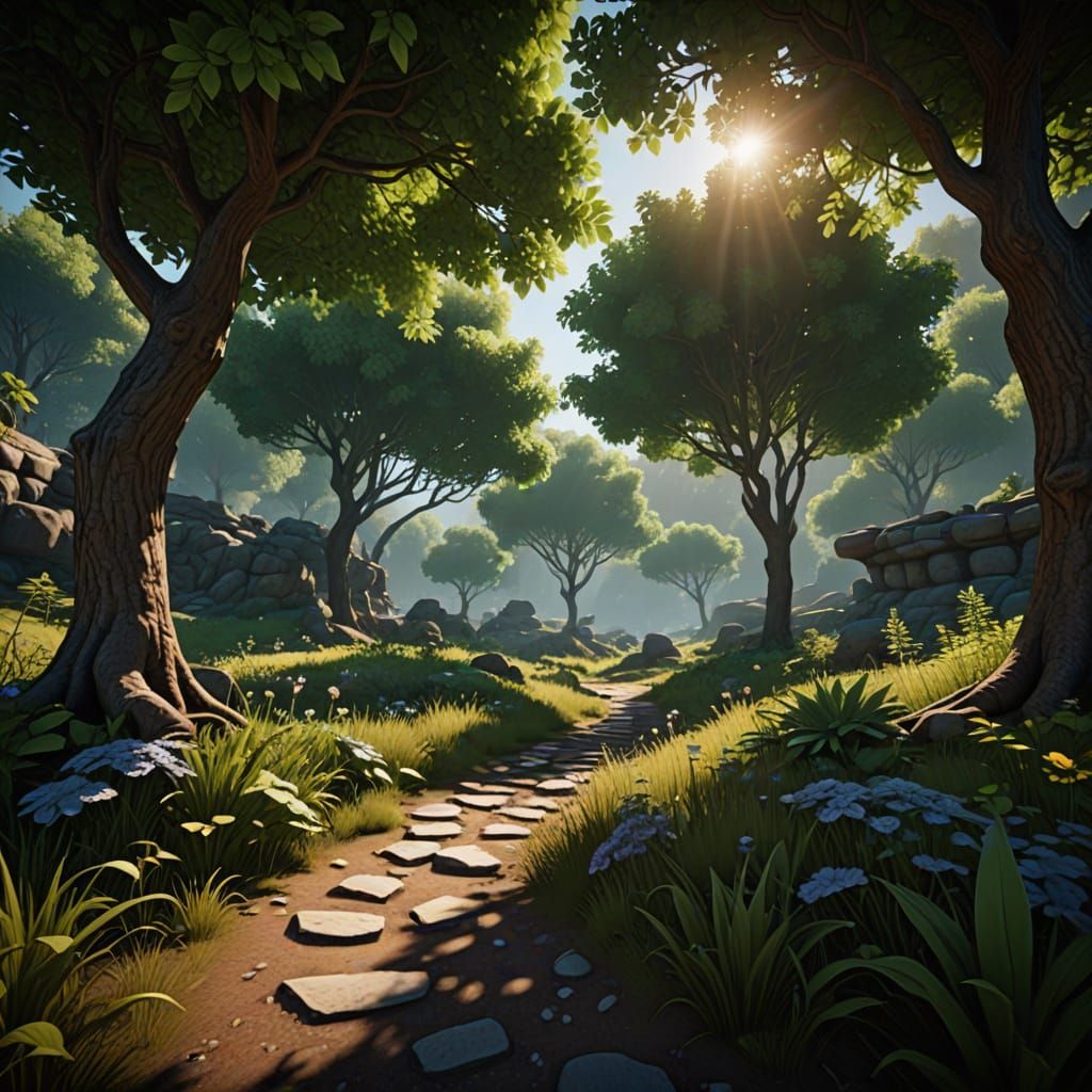 Vibrant Nature Scene in Unreal Engine 3D