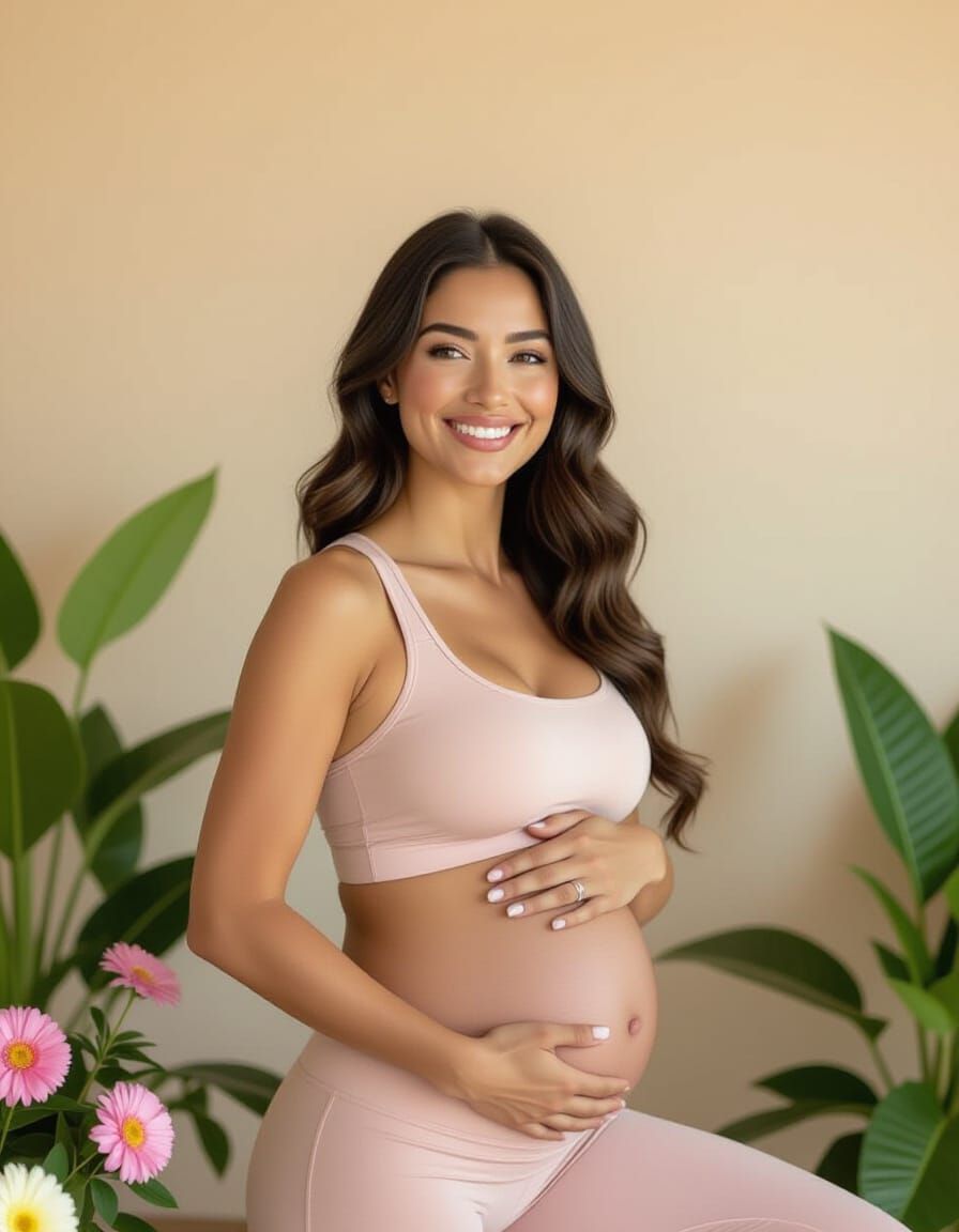 Pregnant Woman Doing Stretches in Nature