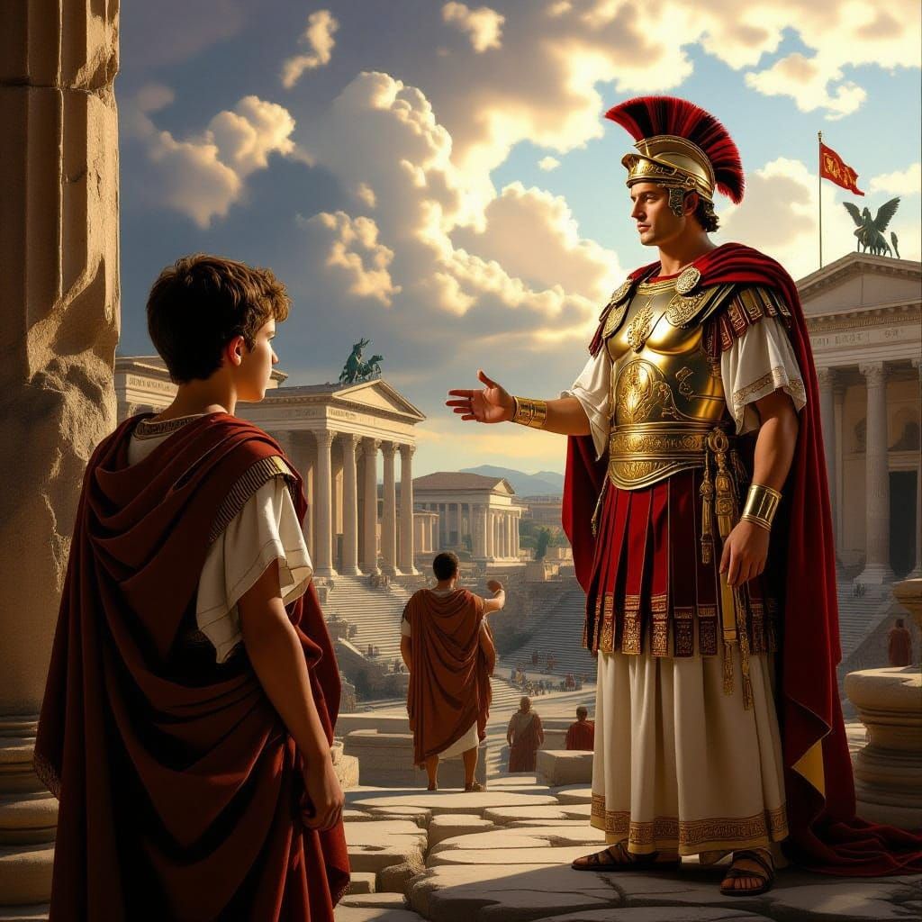 Augustus Caesar's Rise: A Historical Renaissance Painting