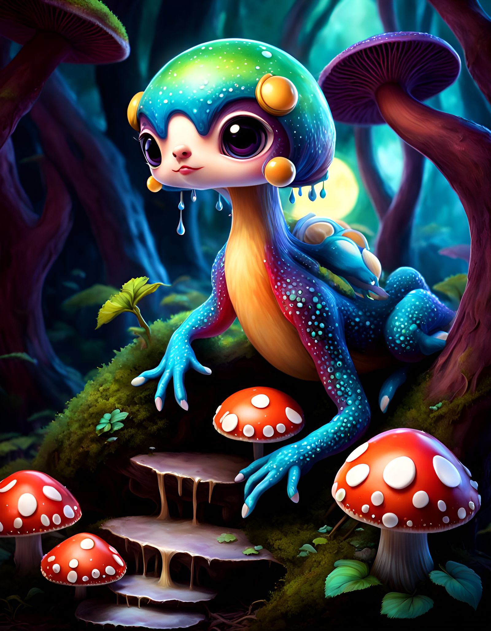 Adorable Mushroom God from Dream Dimension in Pop-Surrealist...