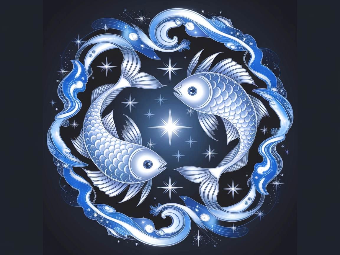 Dreamy Cosmic Fish Swim in Ethereal Blue