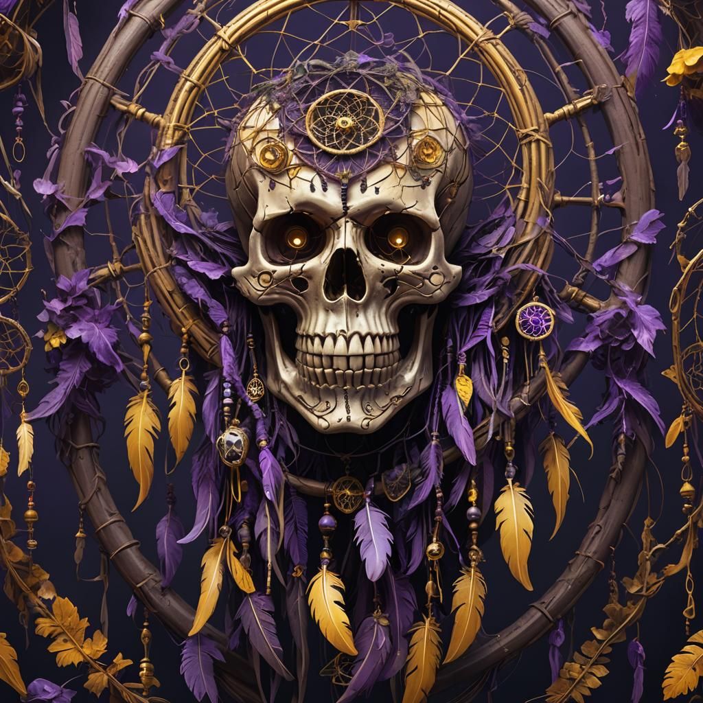 Creepy Dreamcatcher Skull: Dark Fantasy Concept Art