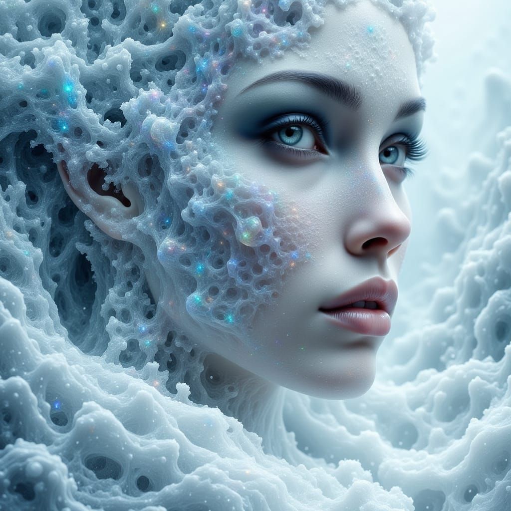 Blizzard Woman in Dreamy Abstract Style